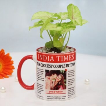 Syngonium Plant in Personalised News Mug with customisable text and newspaper design – Corps Gift