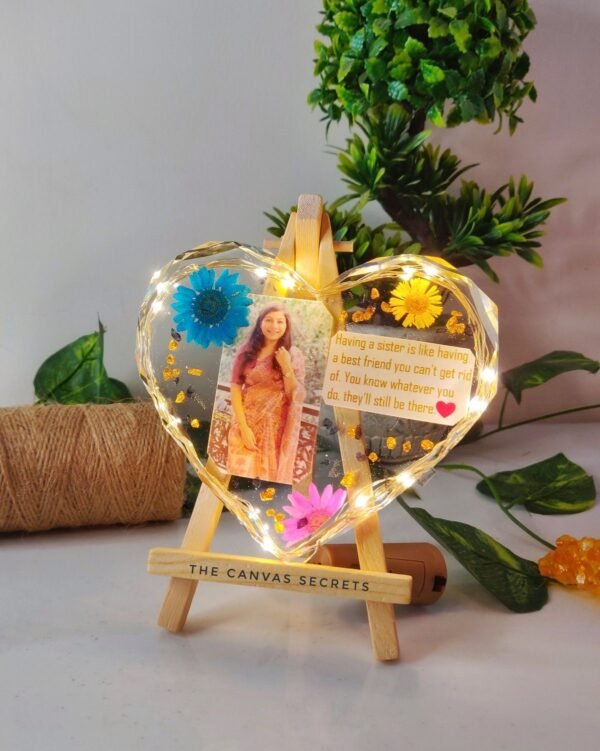 heart shape resin frame with easel stand