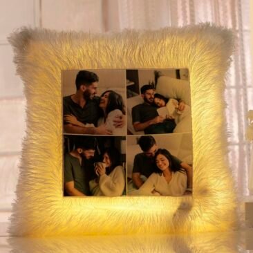 personalised led fur cushion